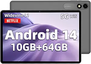 Tablet, 10.1 Inch Android 14 Tablet with Octa Core Processor, 10GB RAM 64GB ROM 1TB Expansion, 1280x800 HD IPS Touchscreen