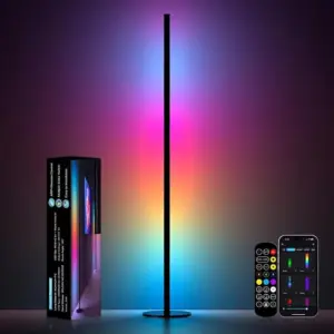 Corner Floor Lamp, RGBWW IC Corner Lamp with APP and Remote Control, LED Floor Light with 16 Million DIY Colors