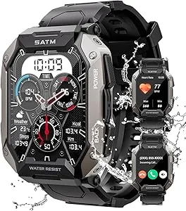 Military Smart Watches for Men IP68 Waterproof for Swimming, with Answer/Make Calls, Extra-Long Battery Outdoor Tactical Smart Fitness Watch