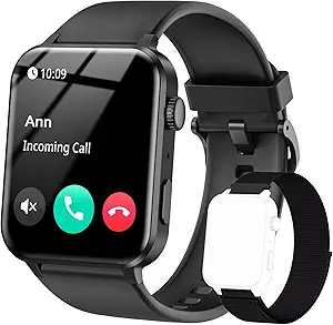Smart Watch for Men Women - 1.85''HD Screen with Make and Answer Calls, with AI Voice Assistant, SpO2/Heart Rate/Sleep Monitor, 100+ Sports Modes, Smartwatch for Android and iOS (2 Straps)