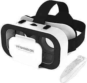 VR Headset,3D VR Glasses Virtual Reality Goggles for iPhone & Android Compatible 4.7-6.5 inch, Adjustable 3D Glasses Headset Helmets with Controller, for Movies,TV & Video Games