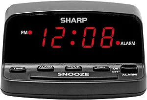 Sharp Digital Alarm Clock with Keyboard Style Controls, Battery Back-up