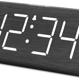 DreamSky Wooden Digital Alarm Clocks for Bedrooms - Electric Desk Clock with Large Numbers