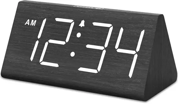 DreamSky Wooden Digital Alarm Clocks for Bedrooms - Electric Desk Clock with Large Numbers